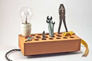 Another Brick (off the wall) lamp, desk organiser by Altrosguardo